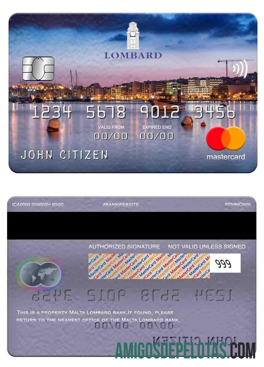 Malta Lombard Bank Mastercard download for verification